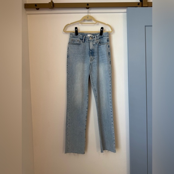 Good American Jeans- Good Icon Highrise Straight Leg Inseam Slit in Indigo- 28 - Picture 3 of 9